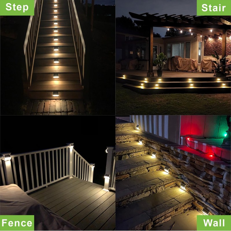 XLUX Solar Lights for Steps Decks Pathway Yard Stairs Fences,