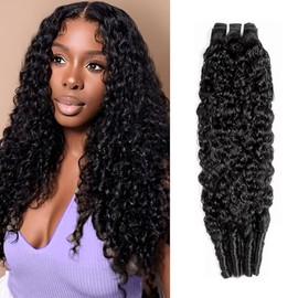Extensiones de cabello humano rizado birmano con ondas al agua, 100% cabello virgen brasileño Remy sin procesar, tejido rápido para mujeres, color neg