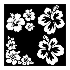 Hawaiian Hibiscus Flower Car Decal Sticker, Waterproof PET Decal, Car Bumper Sticker, Automotive Exterior Decoration Sticker Decal for Car, Truck, SUV, Door, Wall, Laptop (White, 7.88”×7.34”)