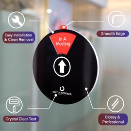 Maxxma Door Sign for Office (Gray & Black), 6 Options Office Privacy Sign (6 Inches), Back Soon, Do Not Disturb Door Hanger Sign,Working from Home, Out of Office,Available,In A Meeting