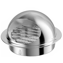 Uno Cubierta de Ventilación de 6 pulgadas Pared para Extractor Externo de Acero Inoxidable Ventilaciones de Aire Punta Redonda Rejilla de Ventilación para Ventilador Extractor (Plateado-6 pulgadas)