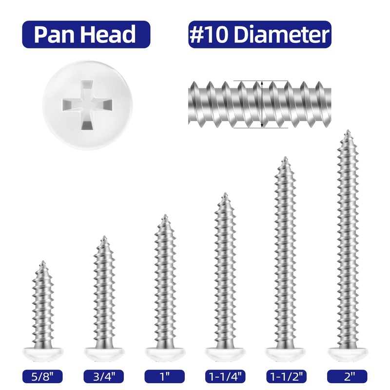 Etauwe 100 PCS #10 x 3/4" Pan Head Self Tapping