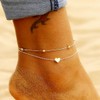 Bufenia Boho Layered Anklets Gold Heart Pendant Ankle Bracelets Sand