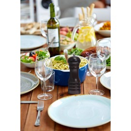 HIC Harold Import Co. Salt Shaker Peppermill Set, Adjustable Pepper Grinder Mill, Rubberwood with Ceramic Grinding Mechanism, 6-Inch, Espresso Color