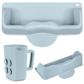 Silicone Portable Hair Wash Basin with Rinse Cup for Kids and Teens, Hair Washing Station for Kids, Tear-Free Shampoo Bowl with Neck Support, Hairs Washing Tray for Sink or Bathtub at Home (Blue)