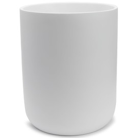YEW DESIGN Matte White Round Compact Trash Can Mini, 2 Gallons / 7.5L Garbage Bin, Tiny Wastebasket for Bathrooms, Office, Under Desk, Bedroom, Laundry Room, Kitchen, Kids Room, and Dorm