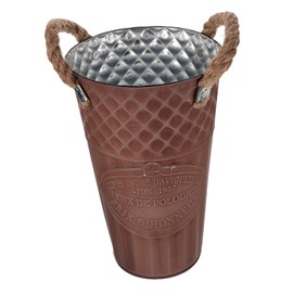 Kisangel Vintage Metal Flower Bucket Planter Retro Art Decorative Vase for Balcony and Patio Small Rustic Home Decor Container