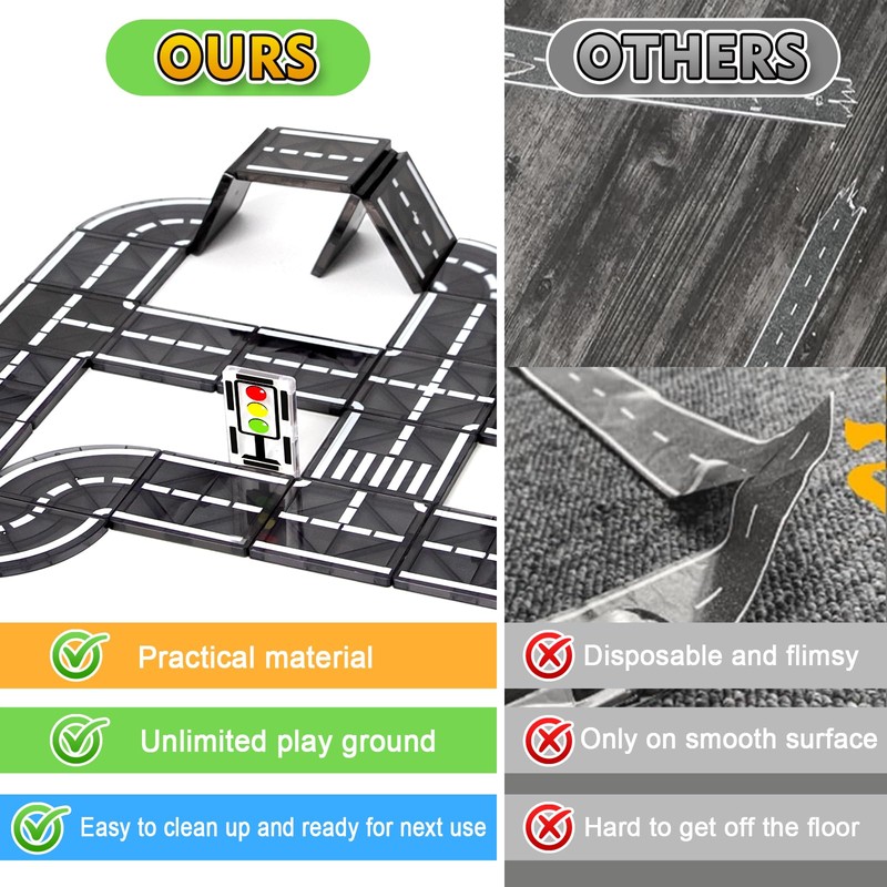 Magnetic Tiles Road Expansion Set for 3+ Year Old Boys