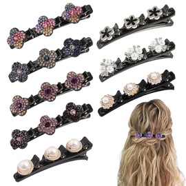 Pack of 8 Hair Clips Women's Glitter, Braided Hair Accessories, Women's Hair Clips for Double Layer with 3 Small Clips, Hummingbird Hair Clip for Girls, Fashionable Hair Clips