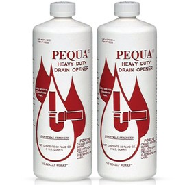 PEQUA INDUSTRIES P-10232 Pequa Heavy Duty Drain Opener, Non-Acid, Fast-Acting Formula, Industrial strength Drain Cleaner for Sinks, Tubs, Septic Tanks - 32 Oz (32 Oz (Pack of 2))