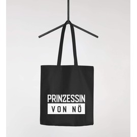 Moonworks® Jute Bag Princess von nö Saying Fabric Bag Carry Bag Black 2 Long Handles