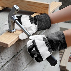 KKOYING 5 Pair Pack Leather Work Gloves, Goatskin Work Gloves, Leather Gloves for Men & Women, Durable and Flexibility Gardening Gloves, S