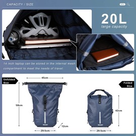 Rhinowalk Bike Pannier Bag Waterproof Rack Bicycle Bag 20L Bike Bag Laptop Pannier Backpack Professional Cycling Accessories Shoulder Bag
