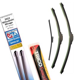 Beam Blade Wipers Replacement Set for 2022 Mitsubishi Mirage w/Rear - WiperBladesUSA Gold Beam Wiper Blades Wipers Set