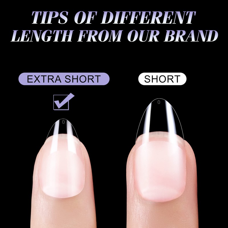 Gelike EC Extra Short Almond Gel Nail Tips Kit for