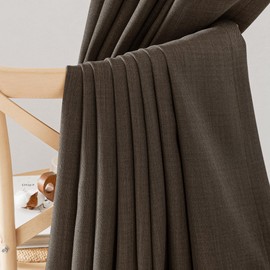 NICETOWN Faux Linen Room Darkening Brown Curtains for Living Room, Pinch Pleated Primitive Linen Burlap Thermal Insulated Sound Reducing Window Drapes for Bedroom, W50 x L84, 2 Panels