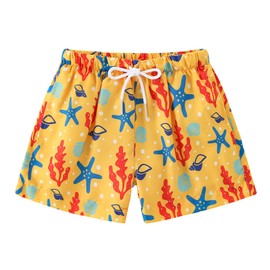 Boys Swim Trunks Toddler Broad Swim Shorts Quick Dry Kids Swim Bathing Suit Boys Swim Set Yellow Starfish 2-3T 100