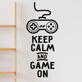 Keep Calm and Game on Joystick Wall Art Vinyl Wall Sticker Decal Art Teens Kids Bedroom