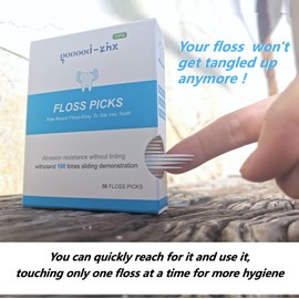 Floss Picks for Teeth, 0.002in Fine Soft Picks, Super Smooth, High Tension No Break, Easy to Pick Up Flossers with A Smart Box Holder Design, Best Choice for Portable Travel Floss