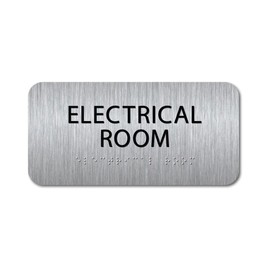ALPHA DOG ADA SIGNS Electrical Room Sign 4x8 inch ADA Compliant Braille Business Indoor Outdoor Easy Install USA Made (Brushed Stainless)