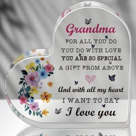 Gifts To My Grandma Acrylic Heart Keepsake, Mothers Day Gifts Plaques Acrylic Grandma Birthday Gifts from GrandDaughter, Gifts for Grandma Grandmother - Color: Grandma2