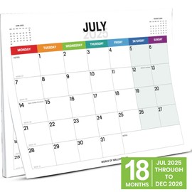 Wall Calendar 2025-2026 – 18 Month Calendar 2025-2026 Landscape Full Year Wall Planner July 2025 – December 2026