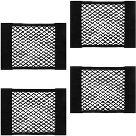 Mesh Bag Pack of 4 Car Luggage Net, 30 x 25 cm, Universal Protective Net Elastic Boot Net with Velcro Fastening for Car/SUV Boot Luggage Net Made of Nylon