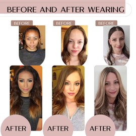 Fellissy Human Hair Topper for Women - Real Human Hair with No Bangs - Toppers for Thinning Hair - 12 Inch #01 Dark Black