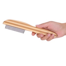 LONTG Pet Grooming Comb Flea Comb For Dog Cats Gentle Stainless Steel Needle Bamboo Comb Anti Static Grooming Tool For Removing Tick Lice Bugs