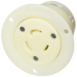 Leviton 2376 20 Amp, 250 Volt 3PY, NEMA L11-20R, 3P, 3W, Locking Flanged Outlet, Industrial Grade, Non-Grounding, White