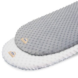 BlueSnail Sábana Bajera Ajustable Suave y elástica, sábanas de Cuna para moisés/colchón, 2 Unidades (moisés, Blanco y Gris)