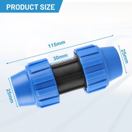 SWAWIS PP Fitting Screw Connection for PE Pipe 25 mm PE Pipe Screw Connection Plastic PP Coupling Blue Pack of 3