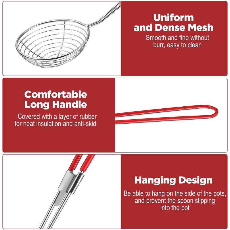 2Pcs Stainless Steel Hot Pot Strainer Spoons Boba Scoop with