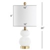 JONATHAN Y 20" White/Brass Gold Ribbed Gourd Glass Table Lamp,