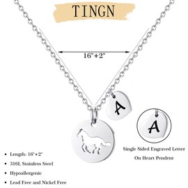 TINGN Horse Necklaces for Teen Girls & Lovers - Initial 'R' & More Horse Gifts