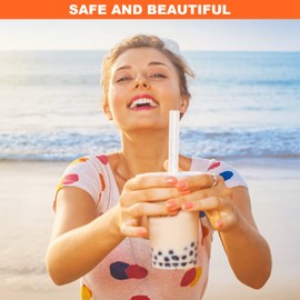 Jumbo Smoothie Straws, Chetexus 200pcs Colorful Smoothie Straws Plastic Disposable Wide-mouthed Milkshake Straws, Individually Wrapped Straws (0.43" Diameter and 9.4" Long)