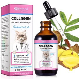 Oimmal Liquid Collagen for Cats - Hip and Joint Support with MSM, Ginger - Boost Immuni