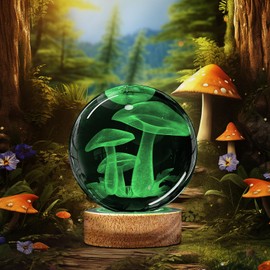 3D Mushroom Crystal Ball Night Light with Remote Upgraded 3.15 In Mushroom Glass Ball Table Lamps with 16 Color Led Wooden Base for Birthday Xmas Cute Mushroom Room Decor Gifts for Kids Women Teen