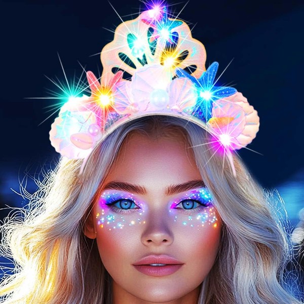 Kilshye Light Up Shell Headband LED Beach Starfish Hair Band