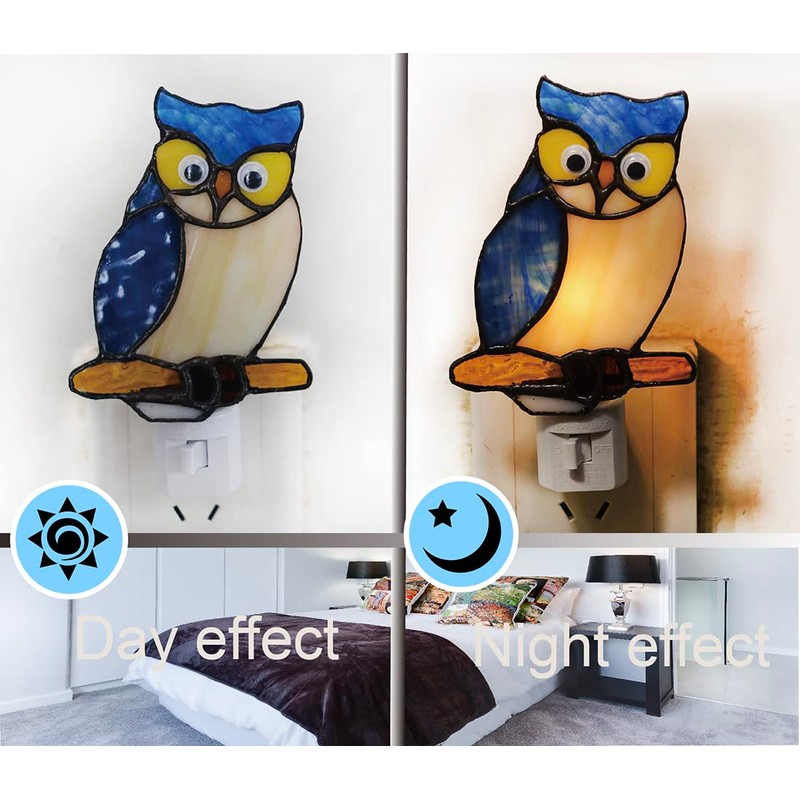 DUONAYU Stained Glass owl Night Light,studyroom Night Light，Suitable for Living