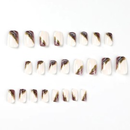 Press on Nails Medium Gradient False Nails Artificial Press-On Nails Full Cover Nails Acrylic Coffin Nails Reusable Glue on Nails DIY Stick on Nails for Women 24Pcs