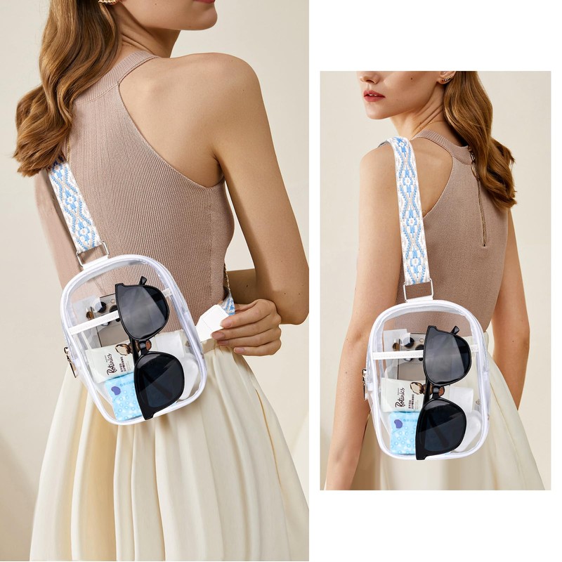 Bolsa Transparente 3 Bolsillos, Crossbody Mujer Transparente,Bolsa Transparente Para Mujer,