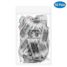 Geekria 50 Paar einzeln verpackte Einweg-Kopfhörerabdeckungen, Dehnbare Sanitär-Ohrpolster, hygienischer Ohrpolsterschutz für mittelgroße Ohrmuscheln (Größe M, schwarz)