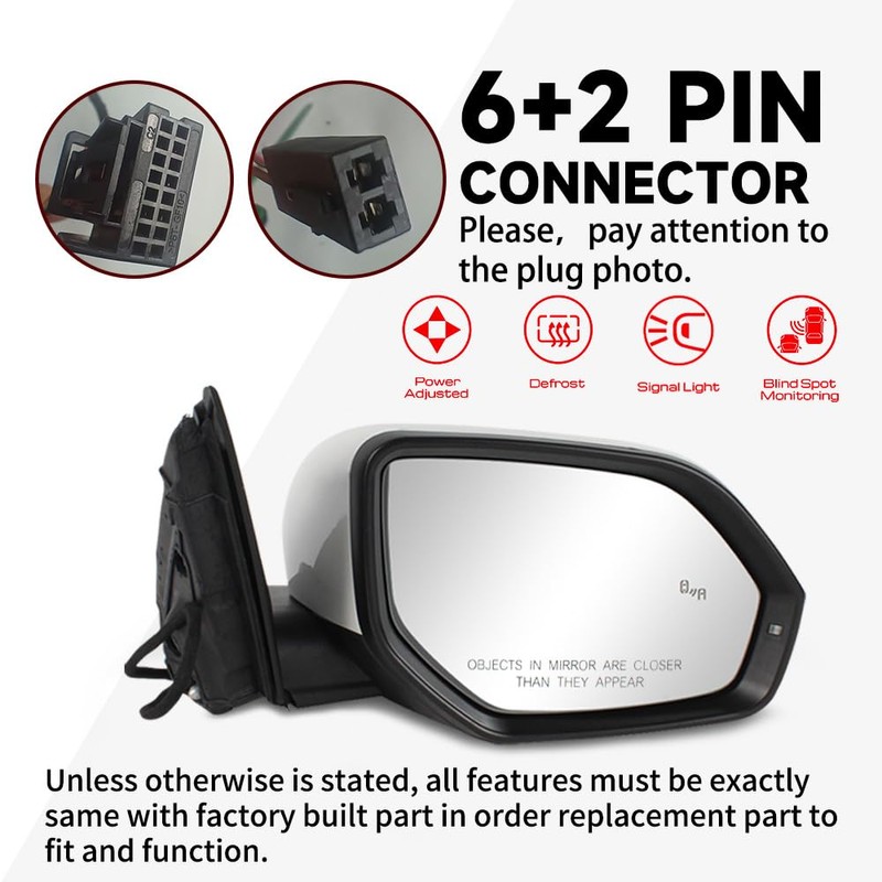 CHELANGHU 6+2 Pins Side | Reverse Mirror Assembly Fit for