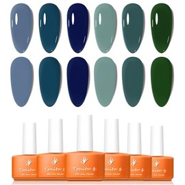 TONITU G · Gel Nail Polish Set 6 Colors Gel Polish Kit, Navy Blue Mint Green Deep Teal Forest Nail Art Design Soak Off LED at Manicure DIY Home Salon Gifts for Women Girls