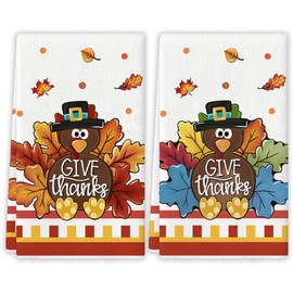 Yarcooly Thanksgiving Kitchen Towels Turkey Pumpkin Dish Towels Thankful Blessed Fall Autumn Harvest Deocr Thanksgiving Decorations for Home Party