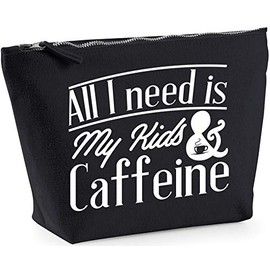 Hippowarehouse All I Need Is My Kids & Caffeine printed make up cosmetic wash bag 18x19x9cm