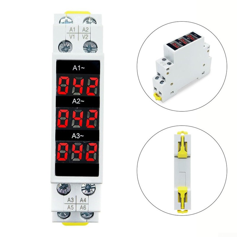 Three Phase Ammeter, 3 Phase 3 Digit Display, Mini DIN