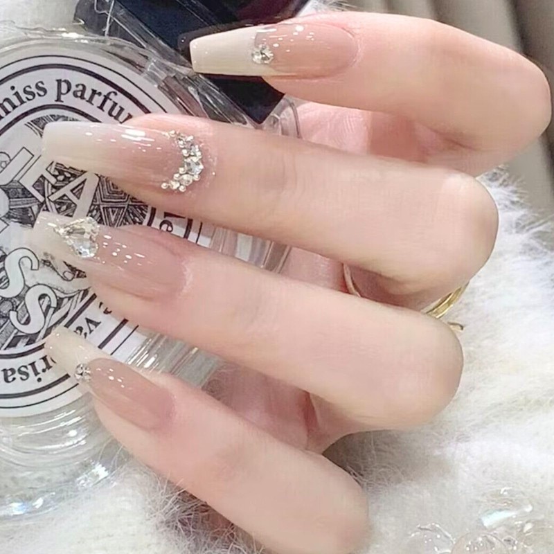 24 Pcs Long False Nail Tips 3D Polished Nail Finger