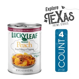 Lucky Leaf 4-Pack of Premium Pie Filling or Topping 22 oz Cans + 1 Utility Freebie by Lavinia Essentials Brand (Premium Peach, 4 Pack)